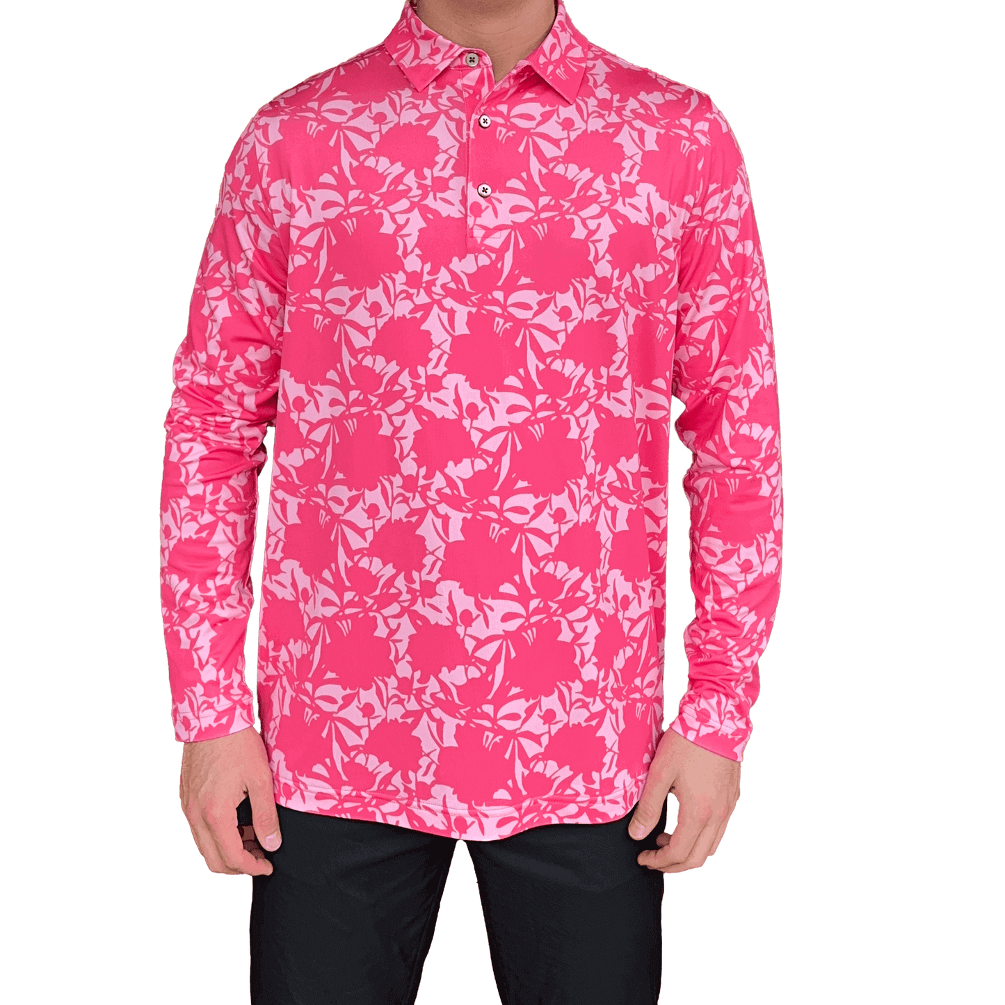 Pink Long Sleeve Polo Shirt